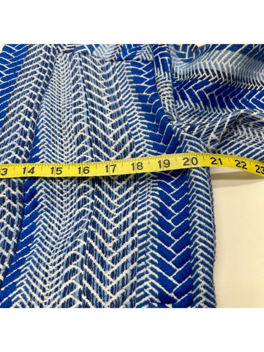Betty Chow Womens Blue & White Chevron Pattern Open Front Jacket - Size S - Picture 8 of 16